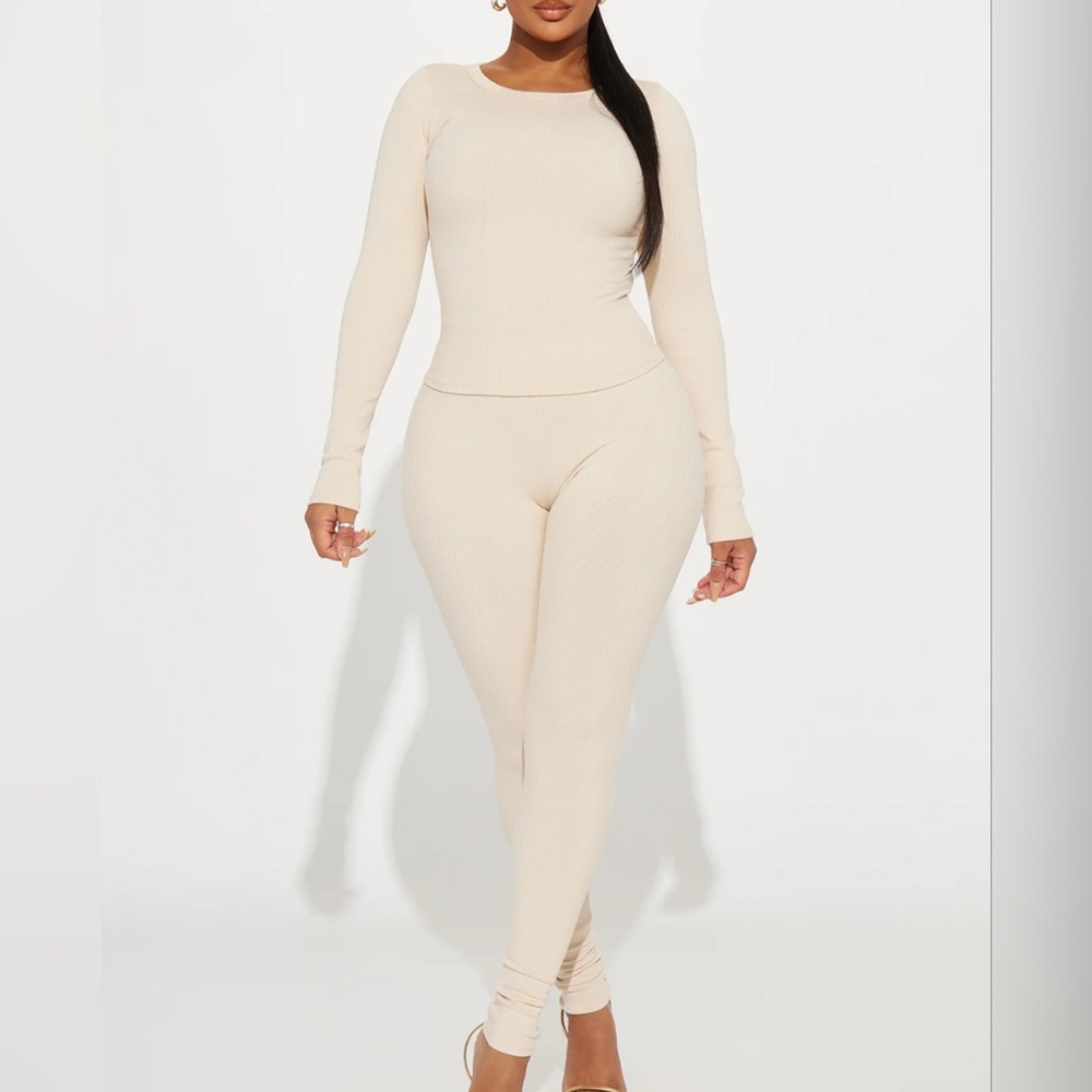 Women’s Fashion Nova Braelynn Snatched Pant Set Cream Size S Small